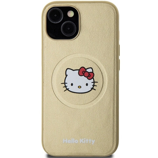 Hello Kitty Leather Kitty Head MagSafe case for iPhone 15 - gold_2