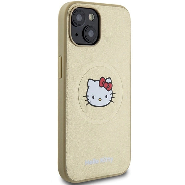 Hello Kitty Leather Kitty Head MagSafe case for iPhone 15 - gold_3