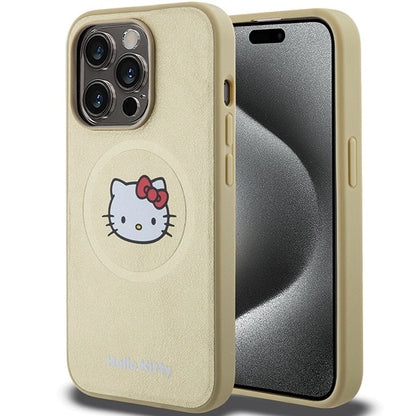 Hello Kitty Leather Kitty Head MagSafe case for iPhone 15 Pro Max - gold_0