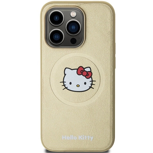 Hello Kitty Leather Kitty Head MagSafe case for iPhone 15 Pro Max - gold_2