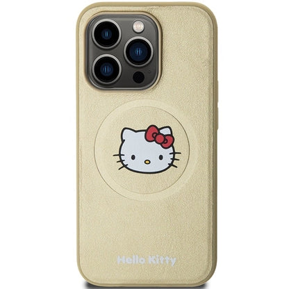 Hello Kitty Leather Kitty Head MagSafe case for iPhone 15 Pro Max - gold_2