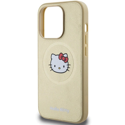 Hello Kitty Leather Kitty Head MagSafe case for iPhone 15 Pro Max - gold_5