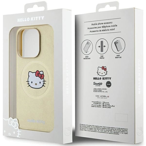 Hello Kitty Leather Kitty Head MagSafe case for iPhone 15 Pro Max - gold_7