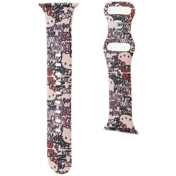 Hello Kitty Silicone Tags Graffiti Strap for Apple Watch 38/40/41mm - Pink_2