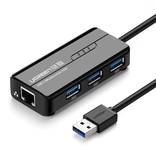 Ugreen 20265 USB-A / RJ45 1000 Mbps HUB 3x USB 3.0 network adapter - black_0