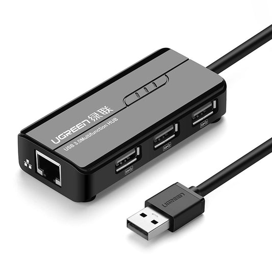 Ugreen 20264 RJ45 / USB-A 10/100Mbps HUB network adapter 3x USB-A 2.0 - black_0