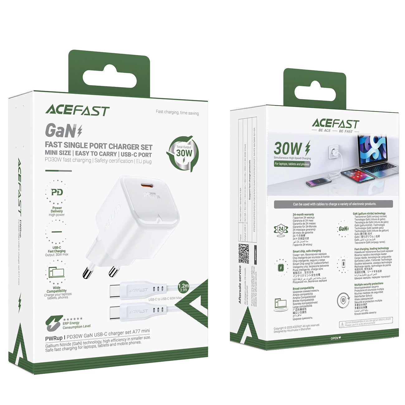 Acefast A77 Mini PD 30W GaN wall charger + USB-C cable - white_6