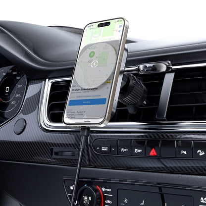 Acefast D18 car holder with MagSafe / Qi inductive charger + USB-A USB-C cable - black_5