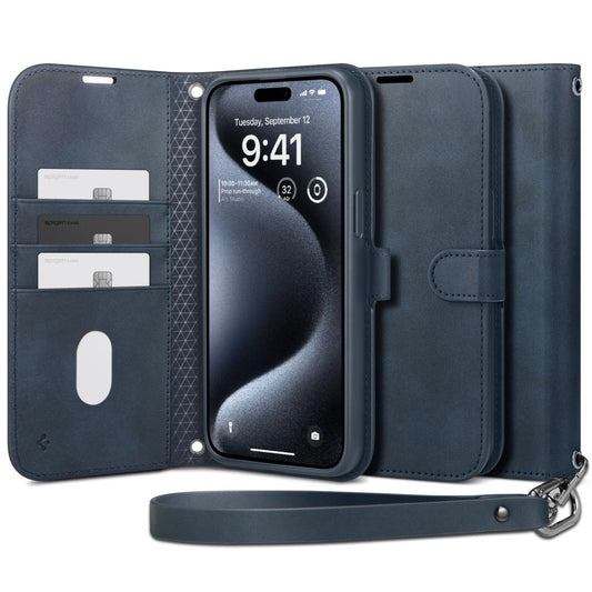Spigen Wallet S Pro Case for iPhone 15 Pro - Navy Blue_0