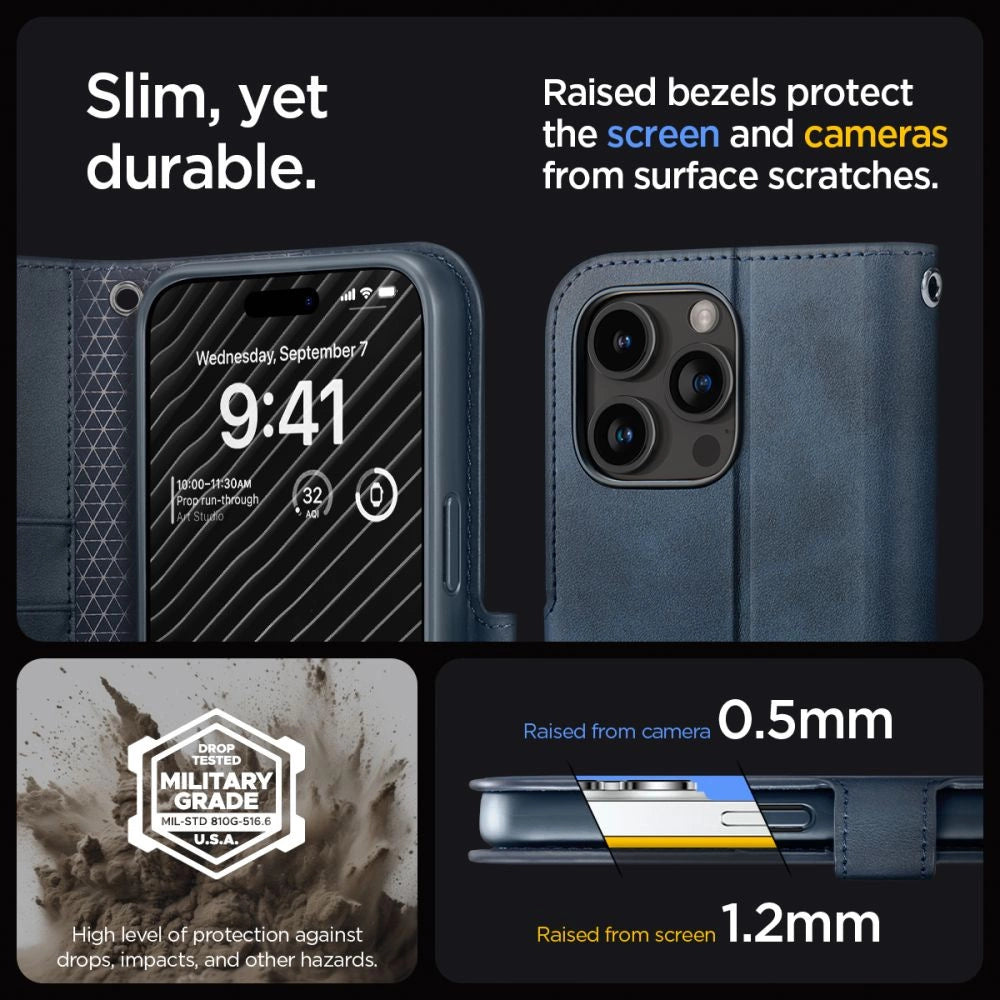 Spigen Wallet S Pro Case for iPhone 15 Pro - Navy Blue_11