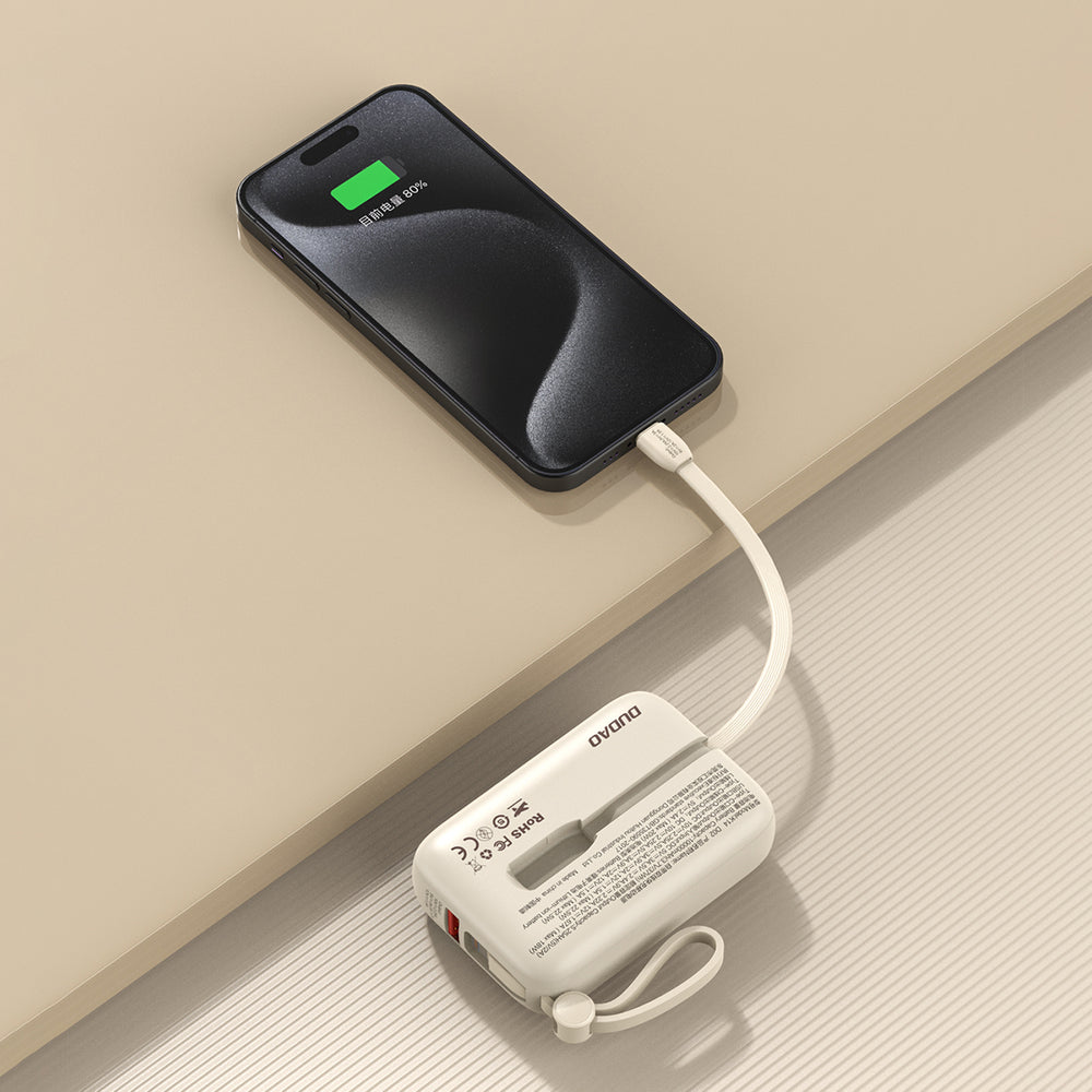 Dudao K14 10000mAh power bank with USB-C / Lightning cables - beige_2