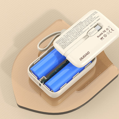 Dudao K14 10000mAh power bank with USB-C / Lightning cables - beige_5