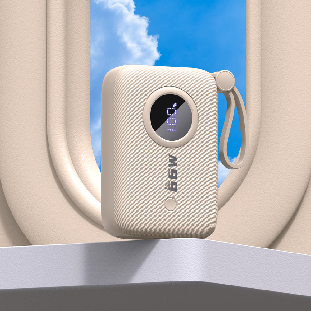 Dudao K14 10000mAh power bank with USB-C / Lightning cables - beige_7