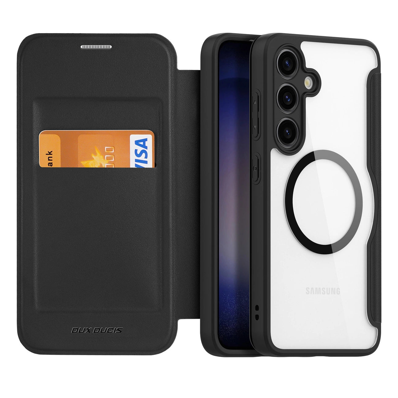 Dux Ducis Skin X Pro case for Samsung S24 with magnetic ring and flap - black_1
