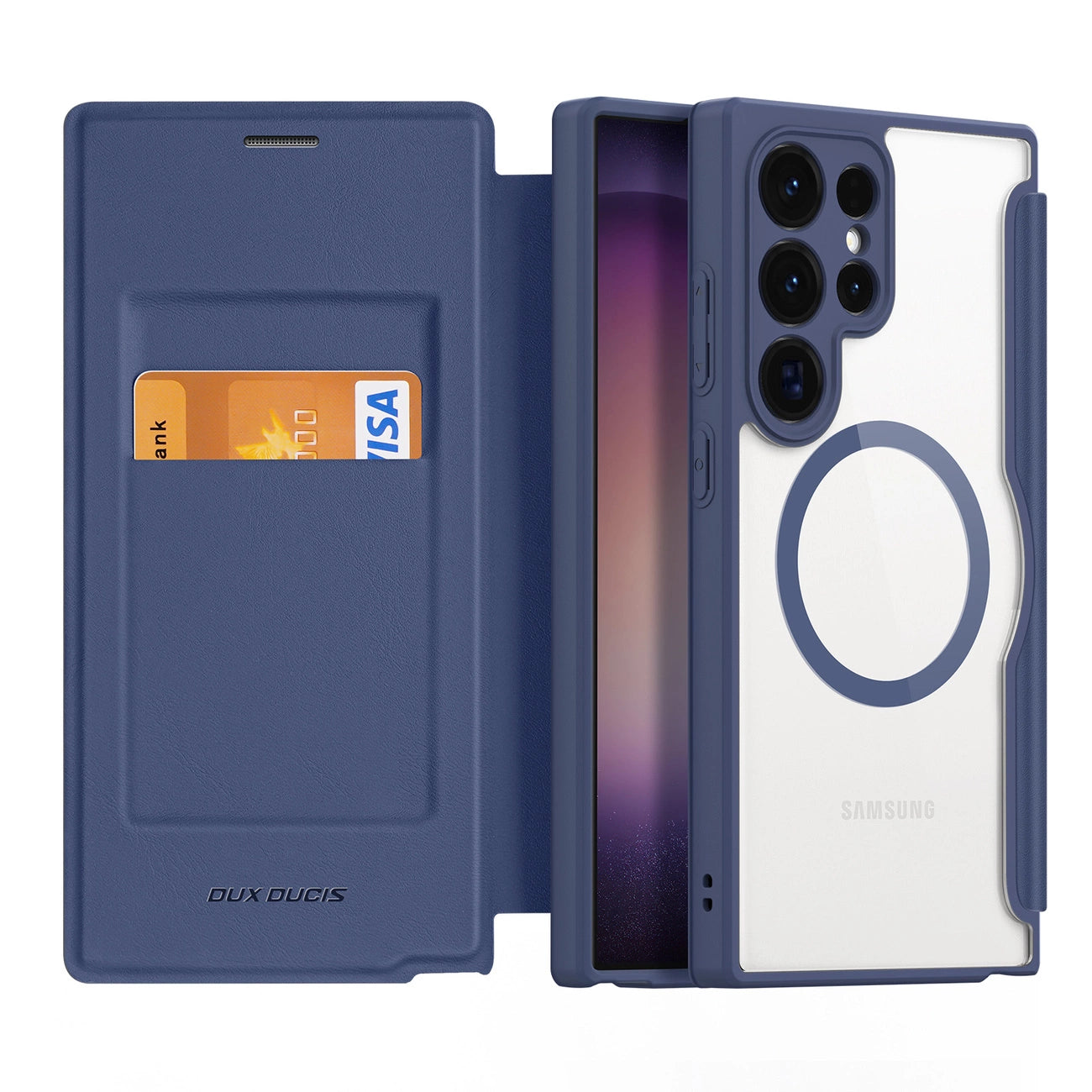 Dux Ducis Skin X Pro case for Samsung S24 Ultra with magnetic ring and flap - blue_1
