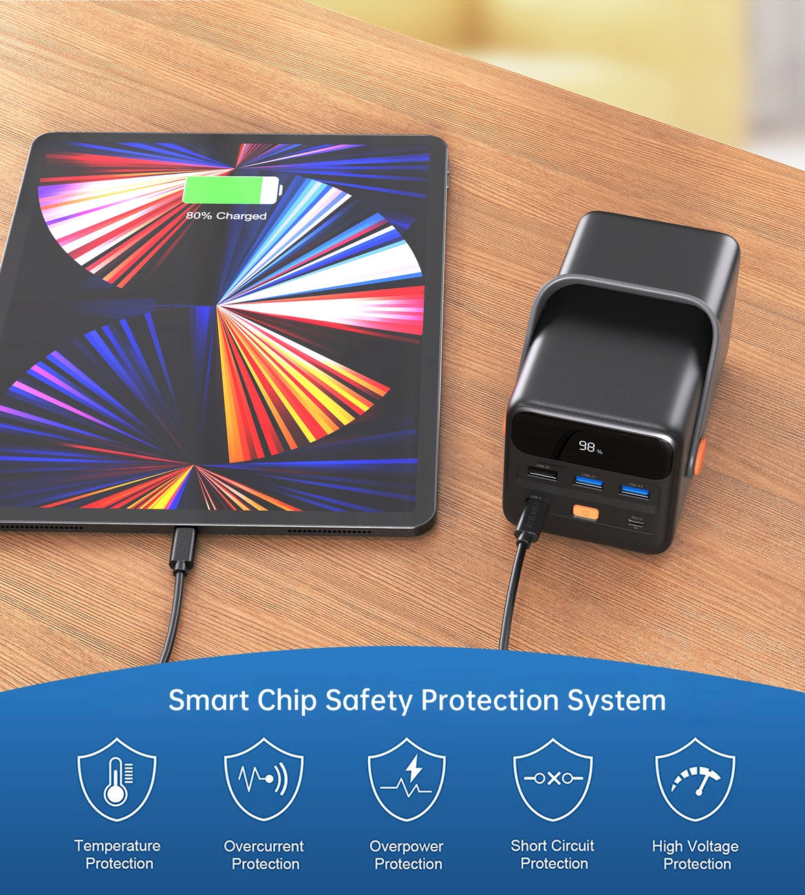 Choetech B664 Mini Power Station, powerbank 50000mAh 65W (black)_4