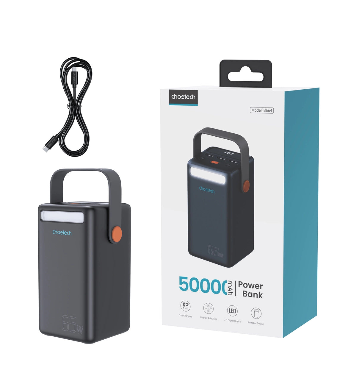 Choetech B664 Mini Power Station, powerbank 50000mAh 65W (black)_5