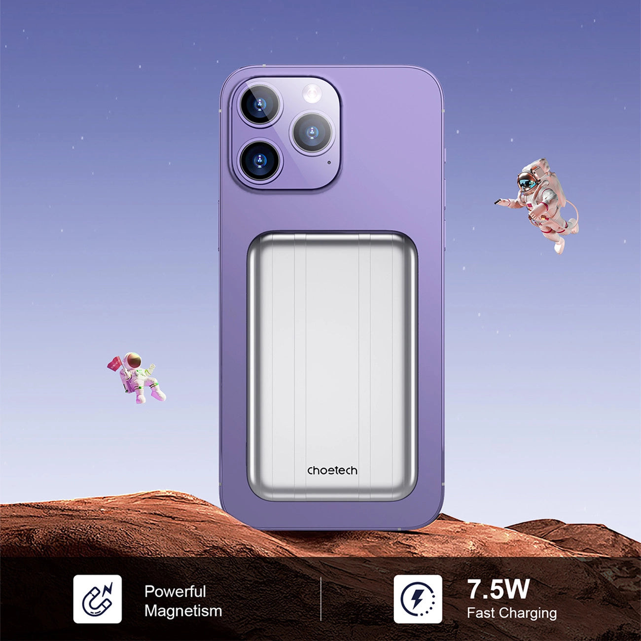 Choetech B655 mini wireless magnetic powerbank 5000mAh - silver_1