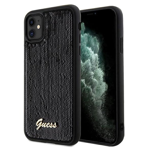 Guess Sequin Script Metal case for iPhone 11 / Xr - black_0