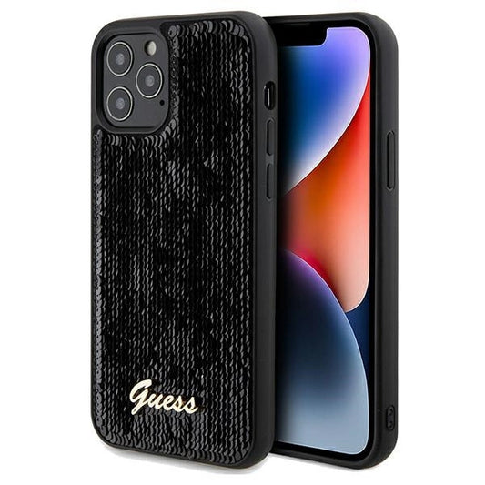 Guess Sequin Script Metal case for iPhone 12/12 Pro - black_0