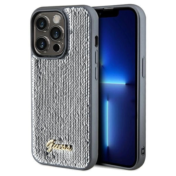 Guess Sequin Script Metal case for iPhone 14 Pro - silver_0