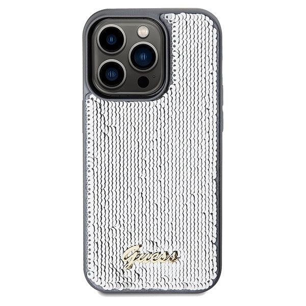 Guess Sequin Script Metal case for iPhone 14 Pro - silver_2