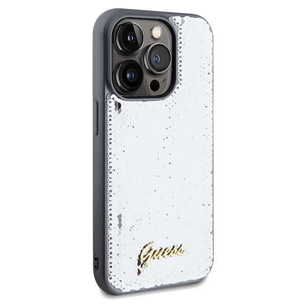 Guess Sequin Script Metal case for iPhone 14 Pro - silver_3