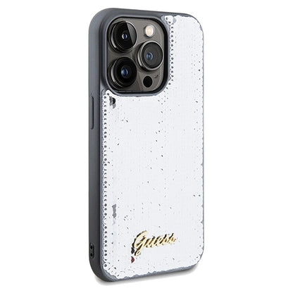Guess Sequin Script Metal case for iPhone 14 Pro - silver_3