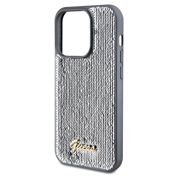 Guess Sequin Script Metal case for iPhone 14 Pro - silver_5
