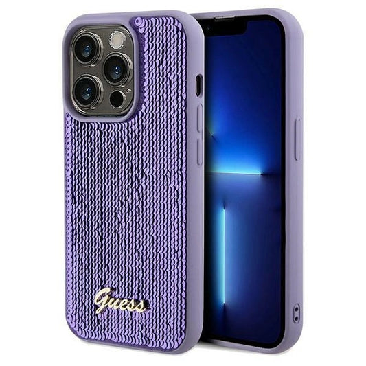 Guess Sequin Script Metal case for iPhone 14 Pro - purple_0