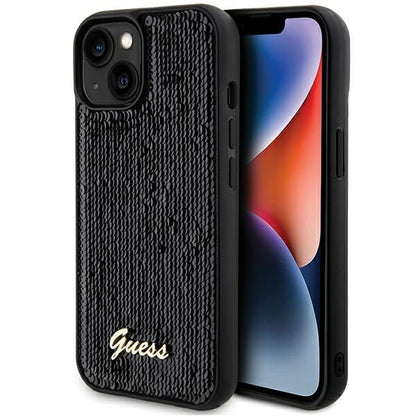 Guess Sequin Script Metal case for iPhone 14 / 15 / 13 - black_0