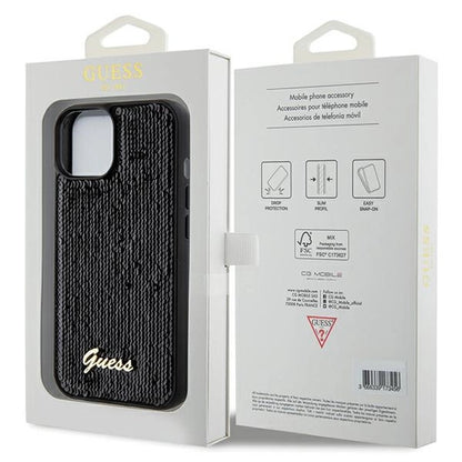 Guess Sequin Script Metal case for iPhone 14 / 15 / 13 - black_7
