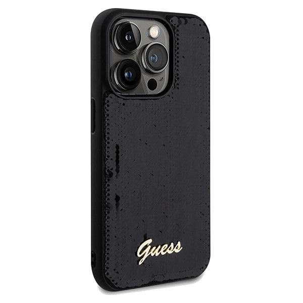 Guess Sequin Script Metal case for iPhone 14 Pro Max - black_3