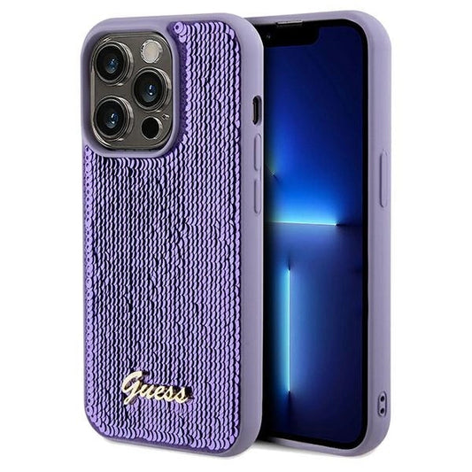 Guess Sequin Script Metal case for iPhone 14 Pro Max - purple_0