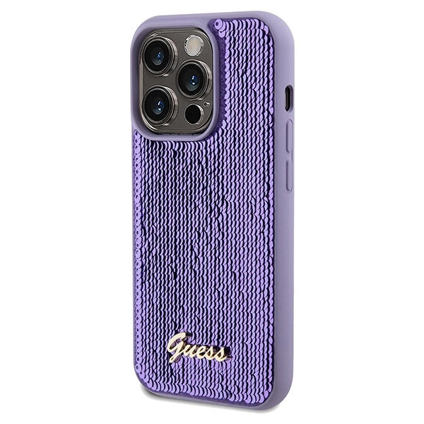 Guess Sequin Script Metal case for iPhone 14 Pro Max - purple_1