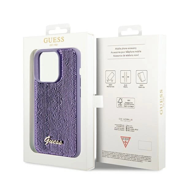 Guess Sequin Script Metal case for iPhone 14 Pro Max - purple_7