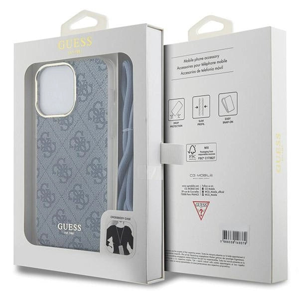 Guess Crossbody Cord 4G Print case for iPhone 15 Pro - blue_6