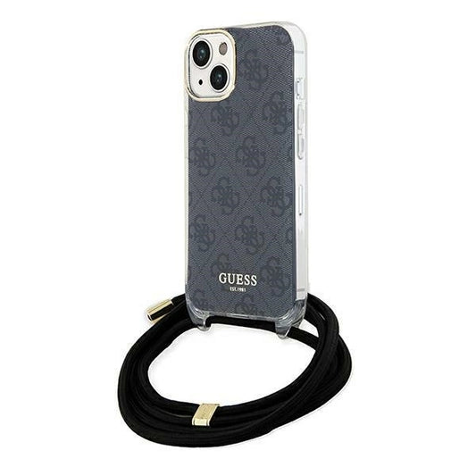 Guess Crossbody Cord 4G Print Case for iPhone 15/14/13 - Black_0