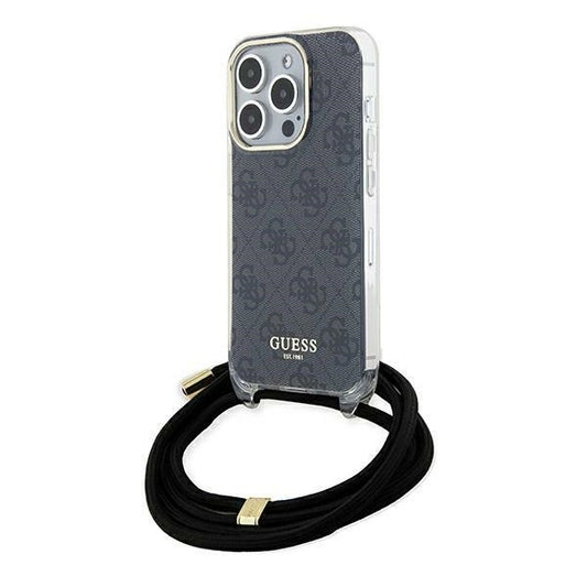 Guess Crossbody Cord 4G Print case for iPhone 15 Pro Max - black_0