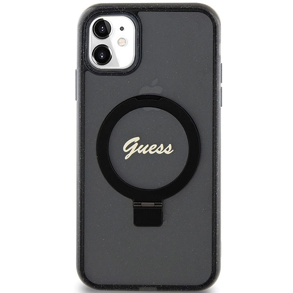 Guess Ring Stand Script Glitter MagSafe case for iPhone 11 / Xr - black_2