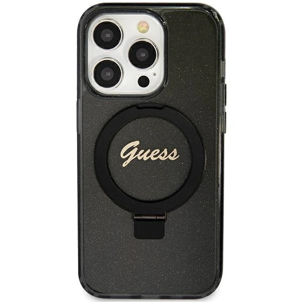 Guess Ring Stand Script Glitter MagSafe case for iPhone 12/12 Pro - black_2