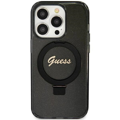Guess Ring Stand Script Glitter MagSafe case for iPhone 12/12 Pro - black_2