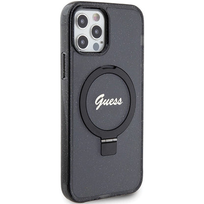 Guess Ring Stand Script Glitter MagSafe case for iPhone 12/12 Pro - black_3