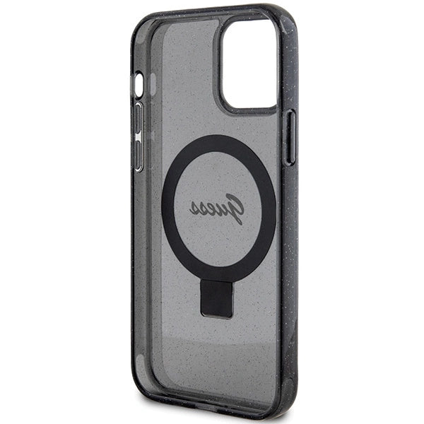 Guess Ring Stand Script Glitter MagSafe case for iPhone 12/12 Pro - black_6