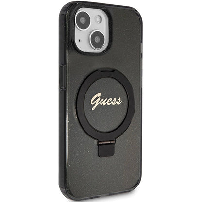 Guess Ring Stand Script Glitter MagSafe case for iPhone 13 / 14 / 15 - black_3