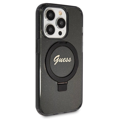 Guess Ring Stand Script Glitter MagSafe case for iPhone 14 Pro Max - black_3