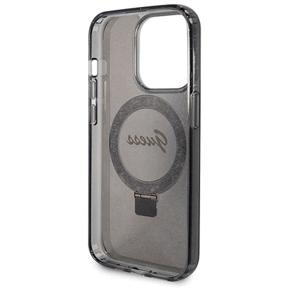 Guess Ring Stand Script Glitter MagSafe case for iPhone 14 Pro Max - black_6