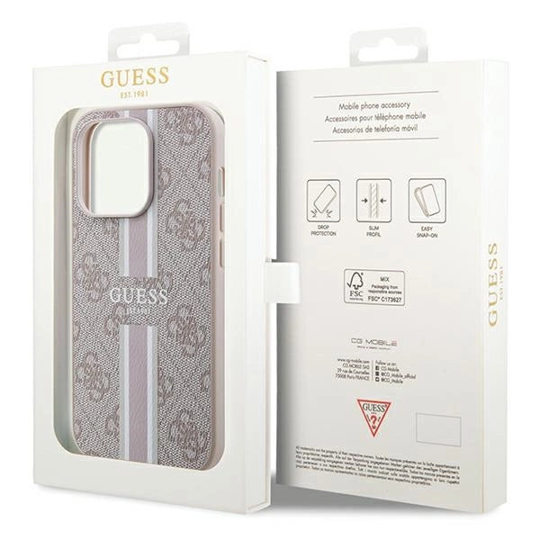 Guess 4G Printed Stripes MagSafe case for iPhone 15 Pro - pink_7