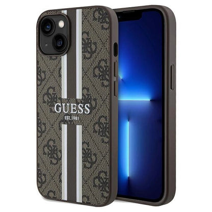 Guess 4G Printed Stripes MagSafe case for iPhone 15/14/13 - brown_0
