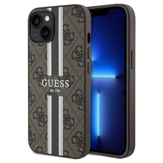 Guess 4G Printed Stripes MagSafe case for iPhone 15/14/13 - brown_0